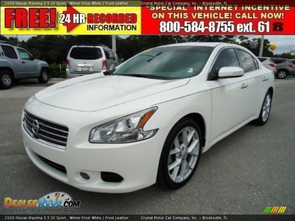 2009 Nissan Maxima 3.5 SV Sport Winter Frost White / Frost Leather Photo #1
