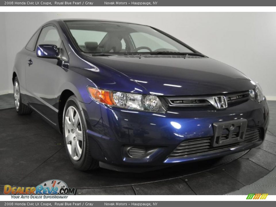 2008 Honda Civic LX Coupe Royal Blue Pearl / Gray Photo #7