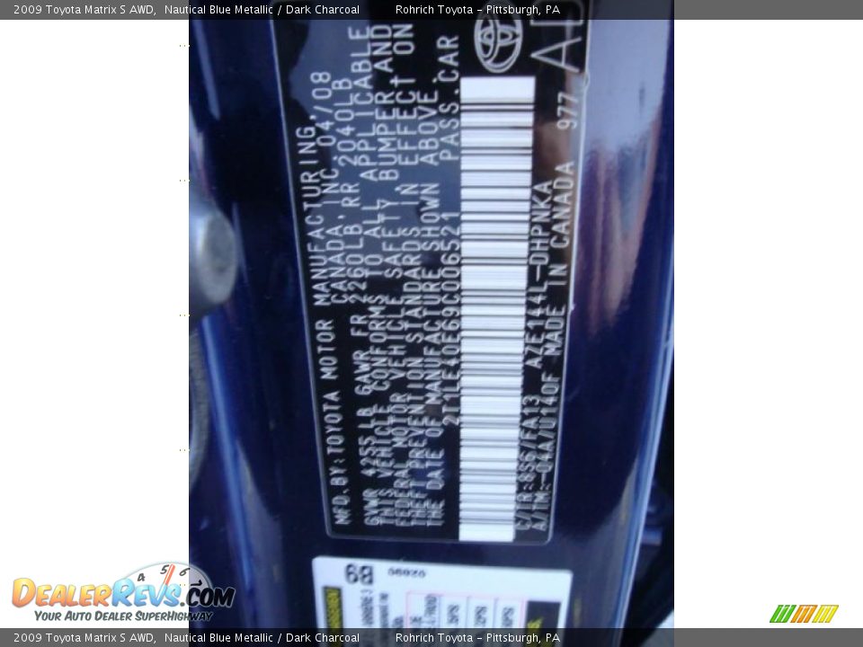 2009 Toyota Matrix S AWD Nautical Blue Metallic / Dark Charcoal Photo #19