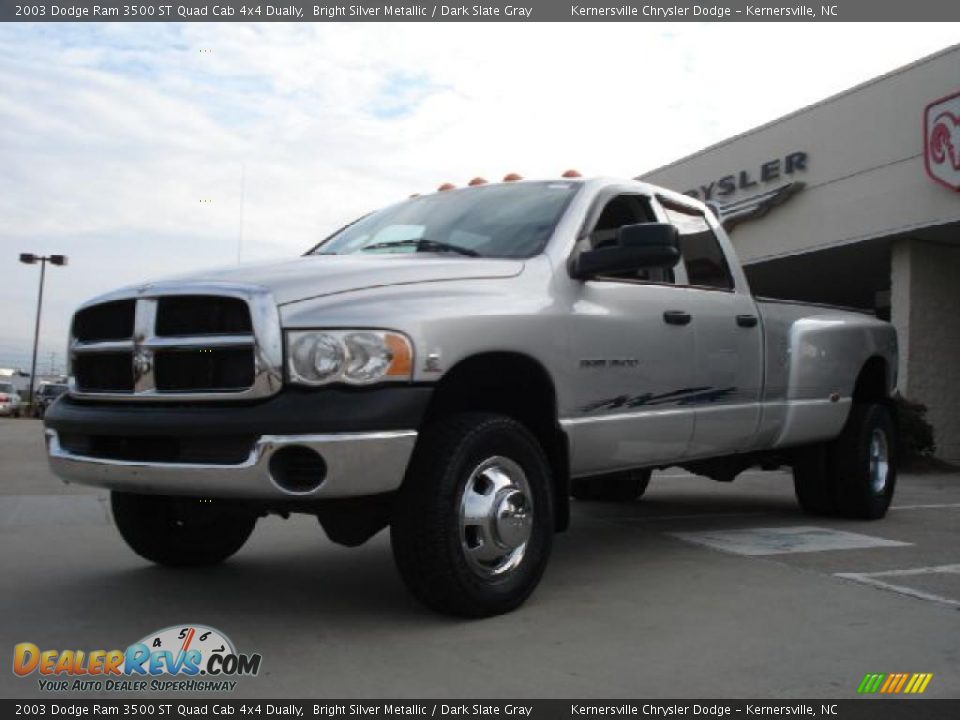 2003 Dodge Ram 3500 ST Quad Cab 4x4 Dually Bright Silver Metallic / Dark Slate Gray Photo #7