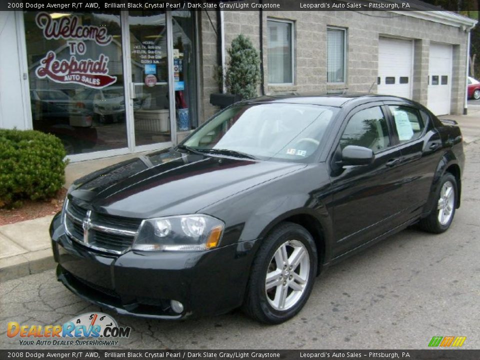 2008 Dodge Avenger R/T AWD Brilliant Black Crystal Pearl / Dark Slate Gray/Light Graystone Photo #1