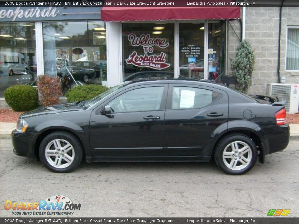2008 Dodge Avenger R/T AWD Brilliant Black Crystal Pearl / Dark Slate Gray/Light Graystone Photo #2