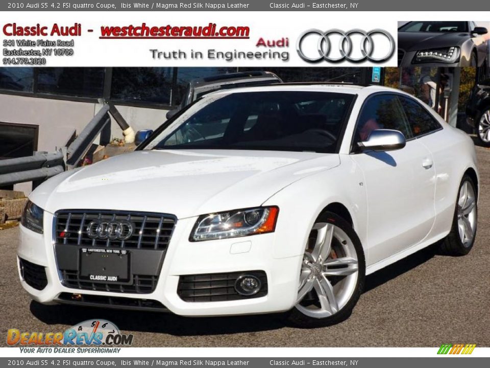 2010 Audi S5 4.2 FSI quattro Coupe Ibis White / Magma Red Silk Nappa Leather Photo #1