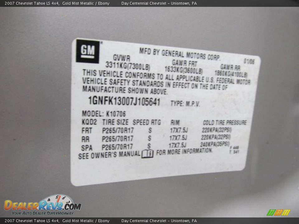 2007 Chevrolet Tahoe LS 4x4 Gold Mist Metallic / Ebony Photo #15