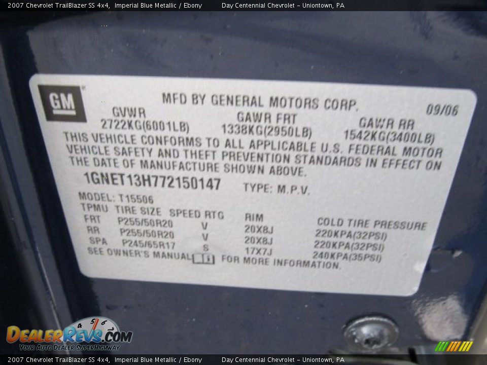 2007 Chevrolet TrailBlazer SS 4x4 Imperial Blue Metallic / Ebony Photo #15