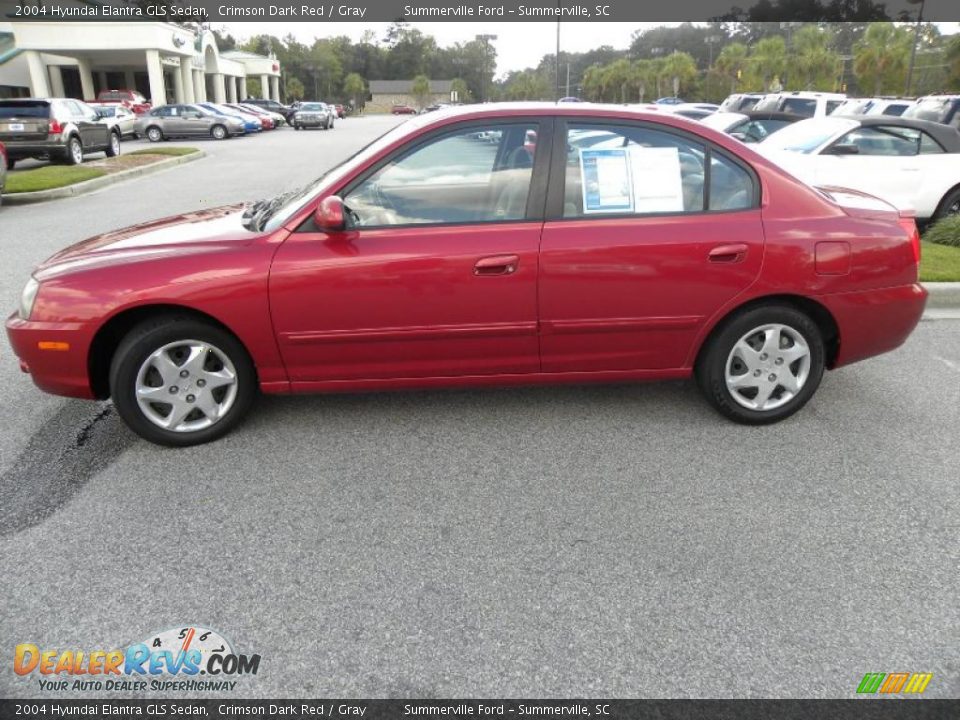 2004 Hyundai Elantra GLS Sedan Crimson Dark Red / Gray Photo #2