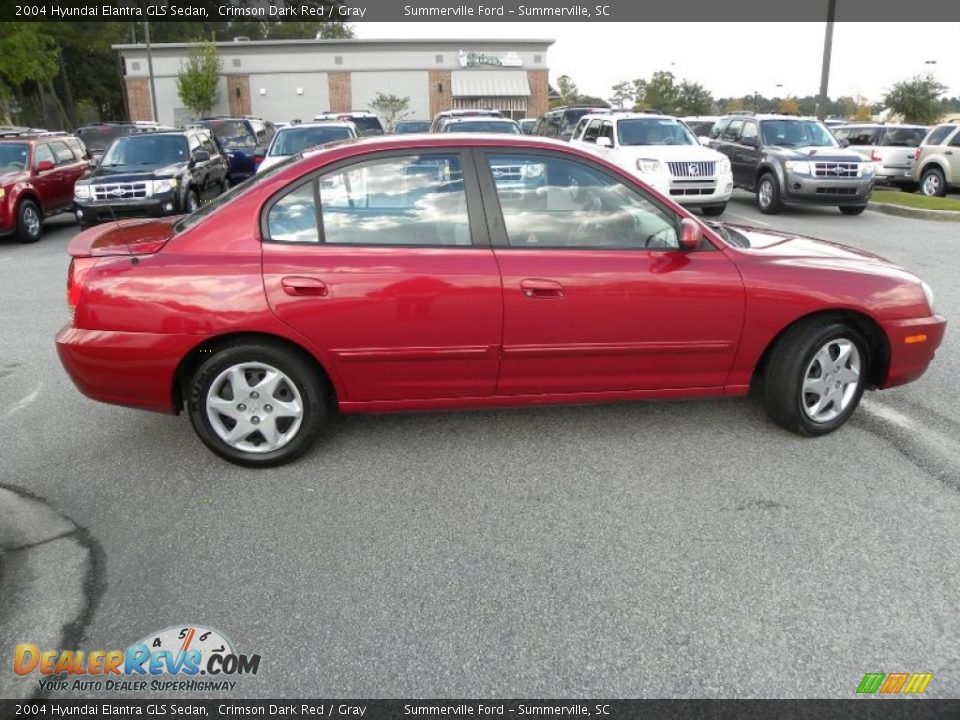 2004 Hyundai Elantra GLS Sedan Crimson Dark Red / Gray Photo #12