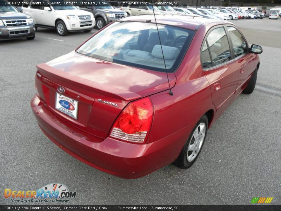 2004 Hyundai Elantra GLS Sedan Crimson Dark Red / Gray Photo #13