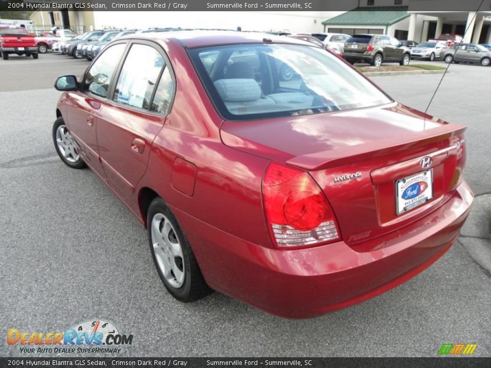 2004 Hyundai Elantra GLS Sedan Crimson Dark Red / Gray Photo #15