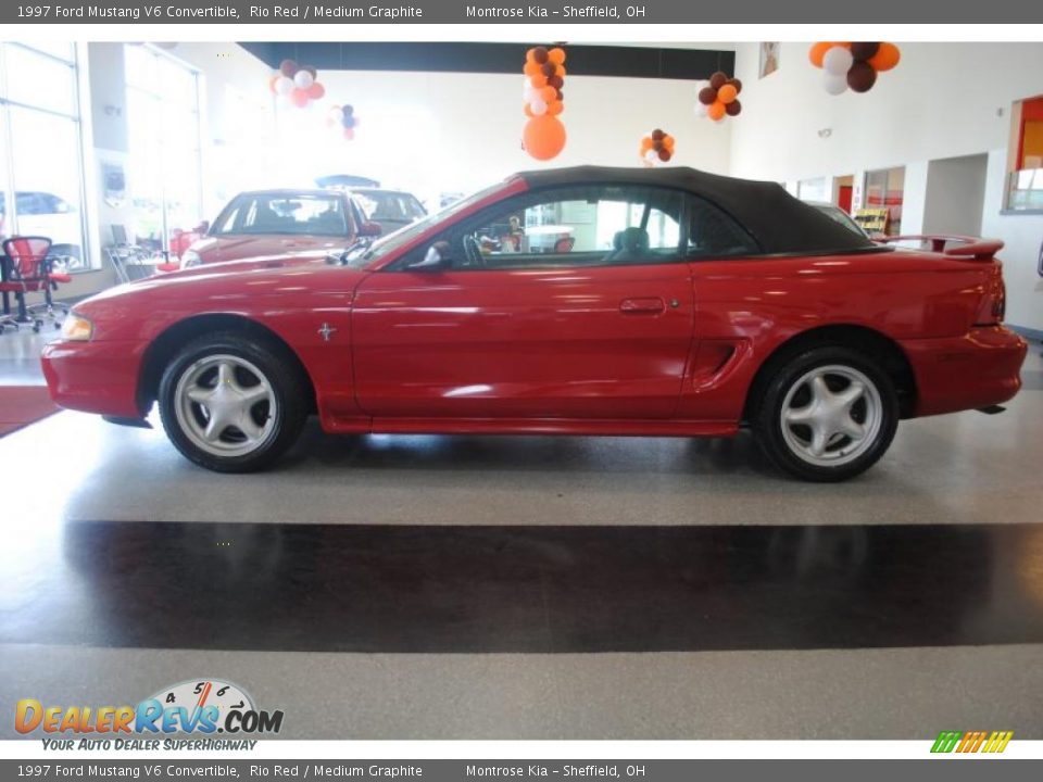 1997 Ford Mustang V6 Convertible Rio Red / Medium Graphite Photo #3