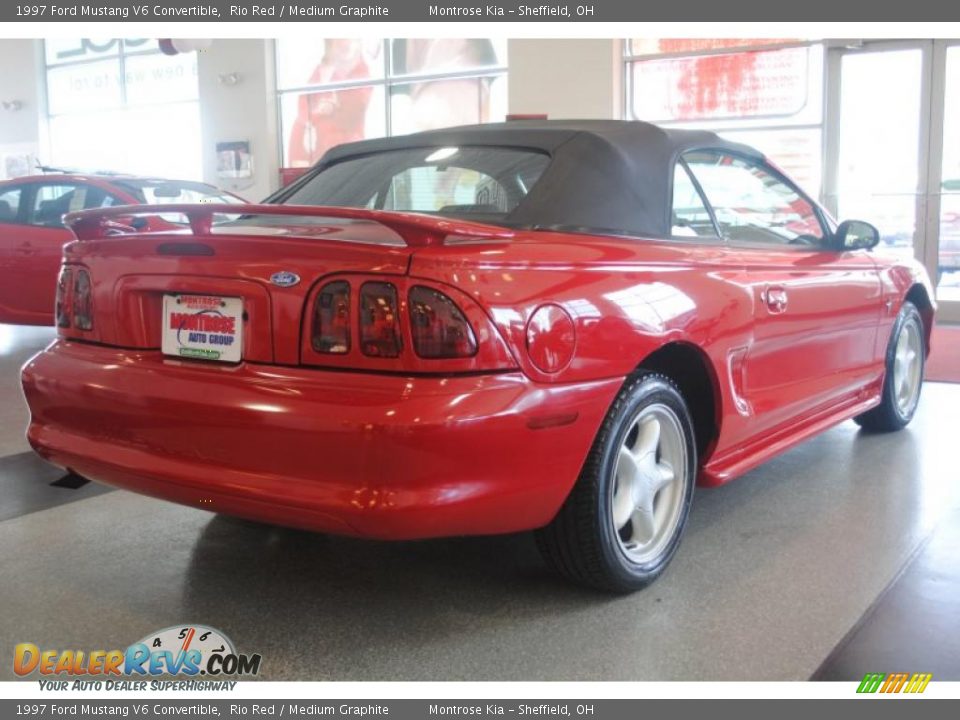 1997 Ford Mustang V6 Convertible Rio Red / Medium Graphite Photo #7
