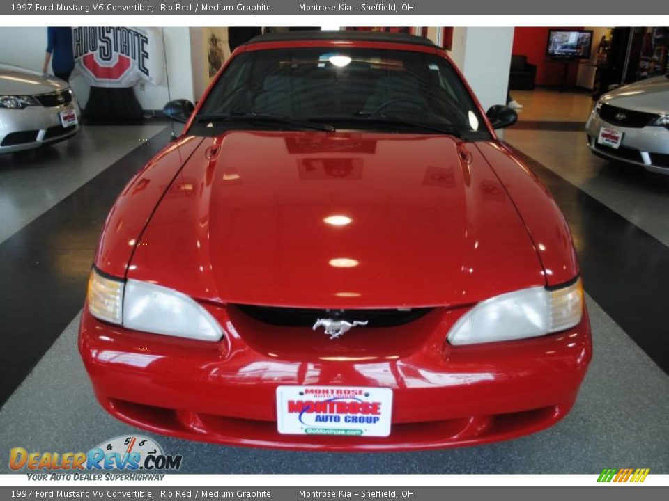 1997 Ford Mustang V6 Convertible Rio Red / Medium Graphite Photo #10