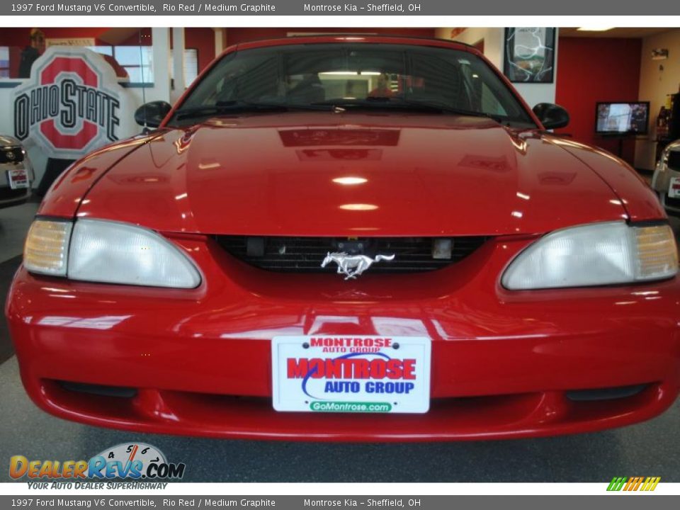 1997 Ford Mustang V6 Convertible Rio Red / Medium Graphite Photo #11