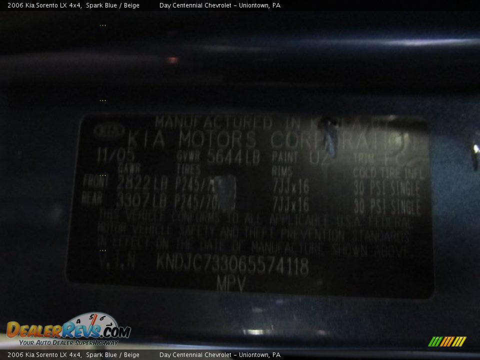 2006 Kia Sorento LX 4x4 Spark Blue / Beige Photo #15