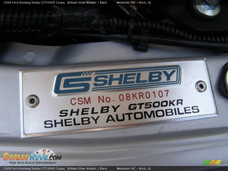 2008 Ford Mustang Shelby GT500KR Coupe Brilliant Silver Metallic / Black Photo #35