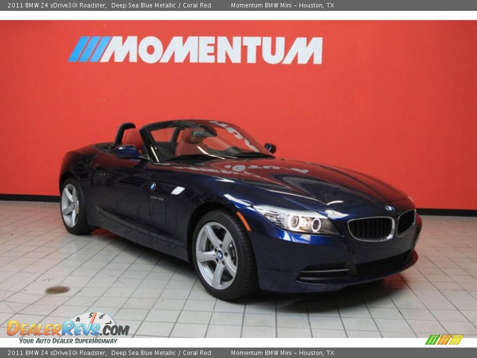 2011 BMW Z4 sDrive30i Roadster Deep Sea Blue Metallic / Coral Red Photo #1