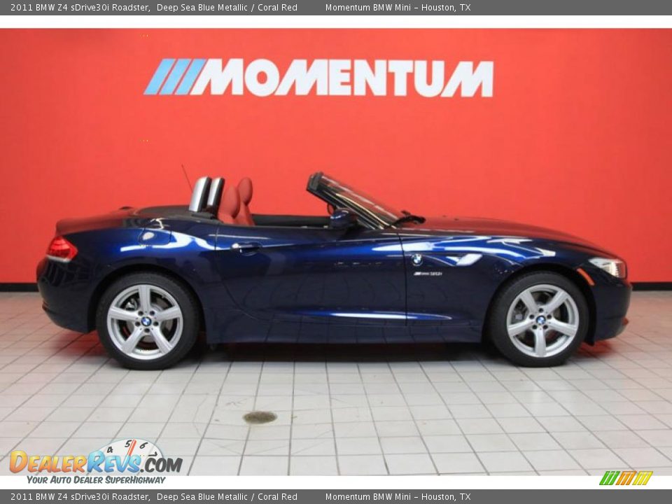 2011 BMW Z4 sDrive30i Roadster Deep Sea Blue Metallic / Coral Red Photo #2