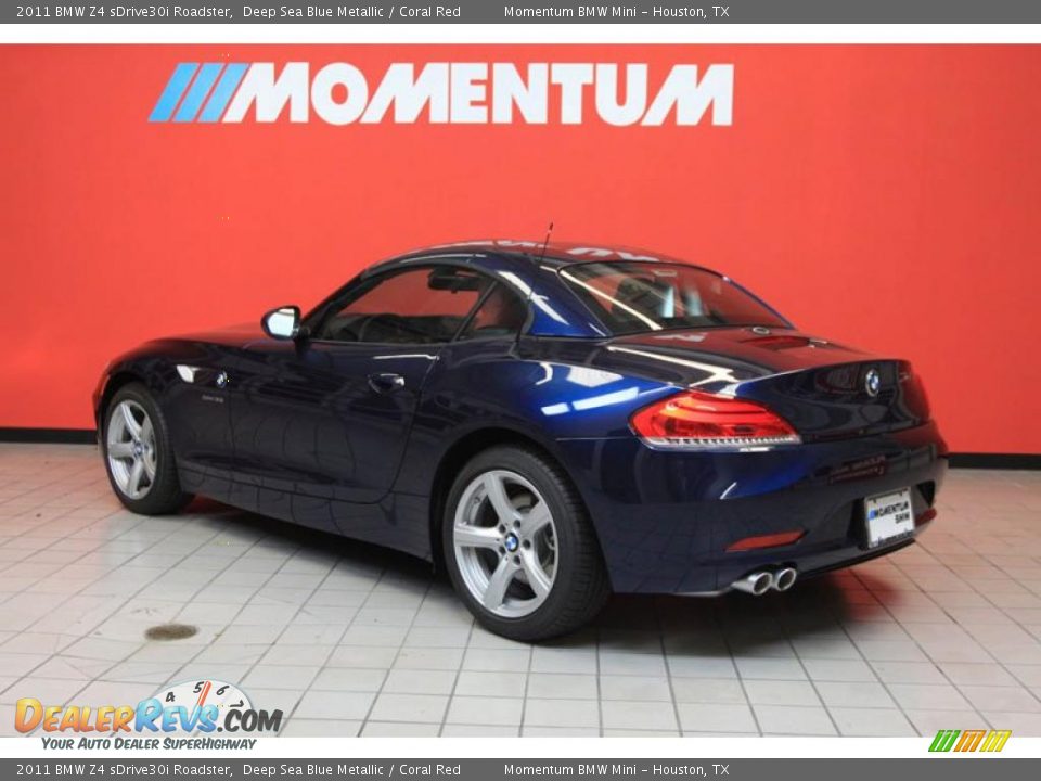 2011 BMW Z4 sDrive30i Roadster Deep Sea Blue Metallic / Coral Red Photo #3