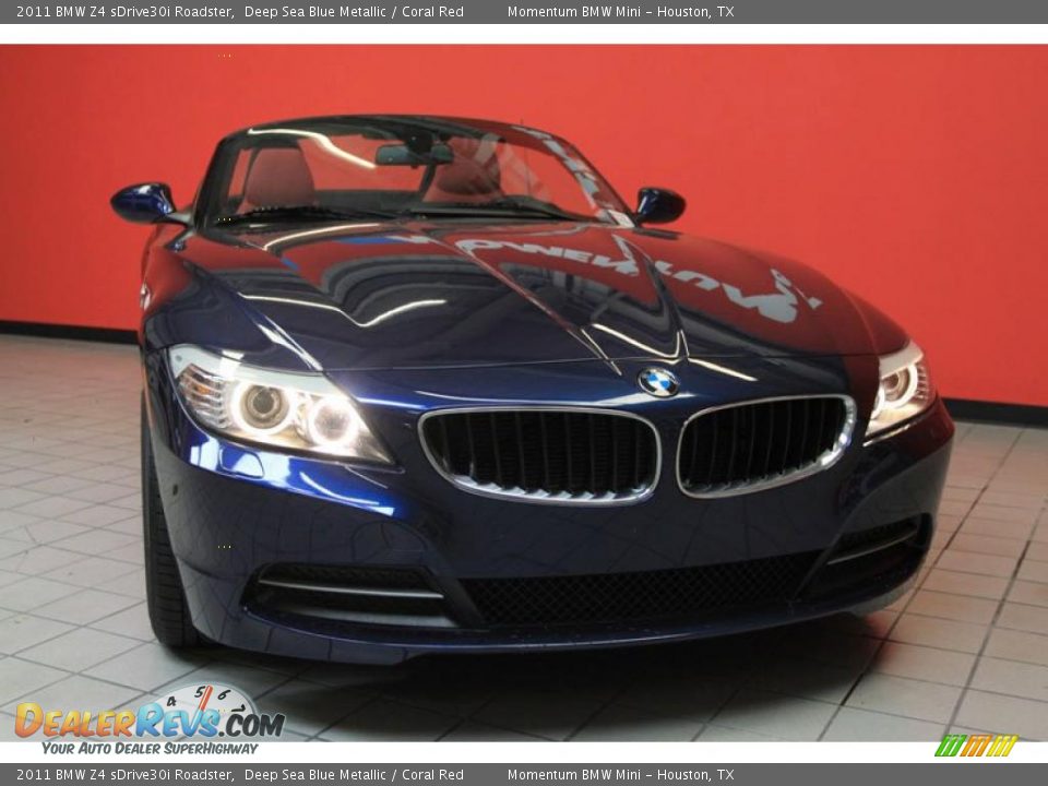 2011 BMW Z4 sDrive30i Roadster Deep Sea Blue Metallic / Coral Red Photo #11