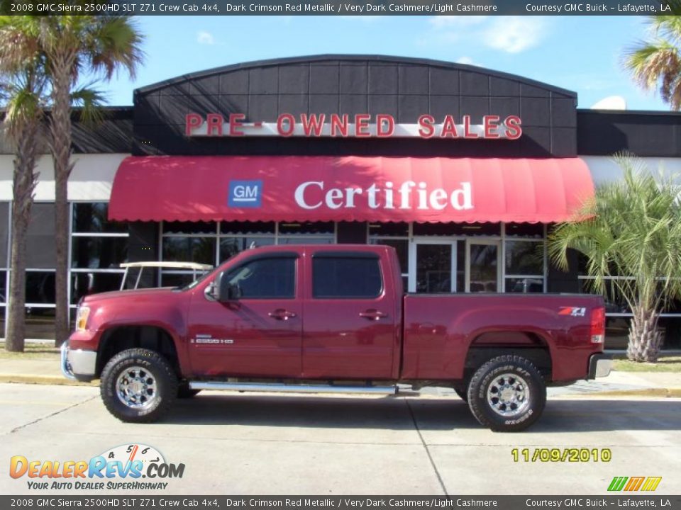 2008 GMC Sierra 2500HD SLT Z71 Crew Cab 4x4 Dark Crimson Red Metallic / Very Dark Cashmere/Light Cashmere Photo #1