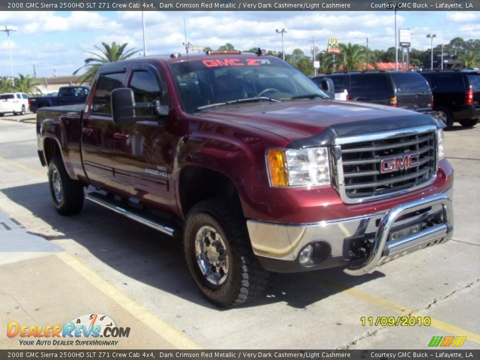 2008 GMC Sierra 2500HD SLT Z71 Crew Cab 4x4 Dark Crimson Red Metallic / Very Dark Cashmere/Light Cashmere Photo #7