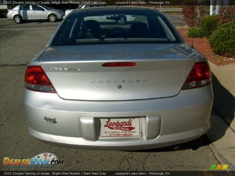 2003 Chrysler Sebring LX Sedan Bright Silver Metallic / Dark Slate Gray Photo #4