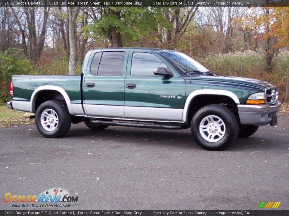 2001 Dodge Dakota SLT Quad Cab 4x4 Forest Green Pearl / Dark Slate Gray Photo #10