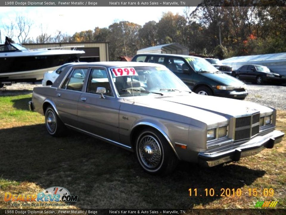 1988 Dodge Diplomat Sedan Pewter Metallic / Beige Photo #3