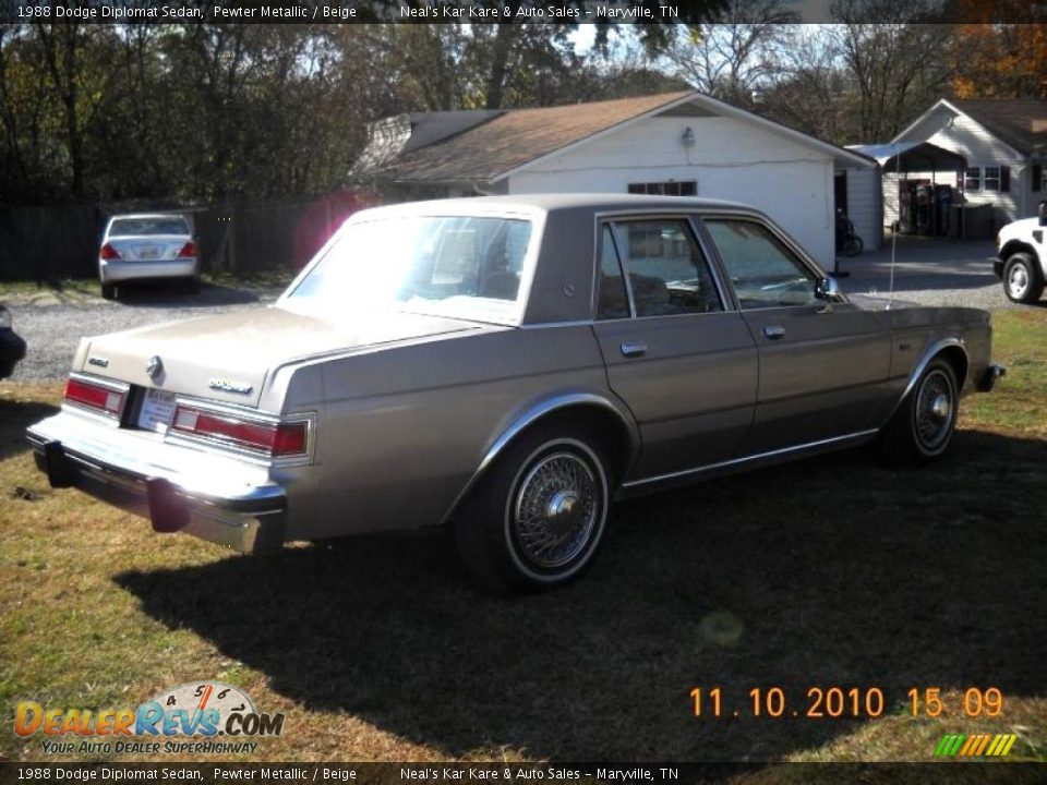 1988 Dodge Diplomat Sedan Pewter Metallic / Beige Photo #4