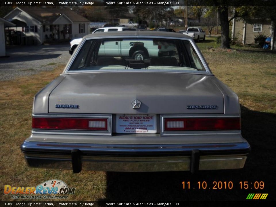 1988 Dodge Diplomat Sedan Pewter Metallic / Beige Photo #5