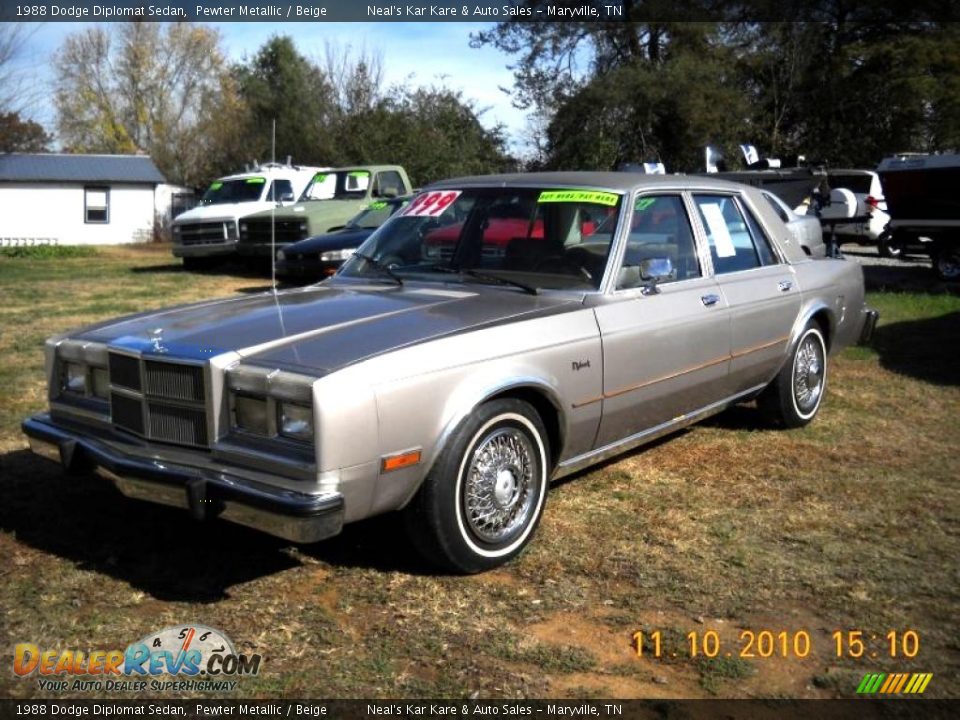 1988 Dodge Diplomat Sedan Pewter Metallic / Beige Photo #8