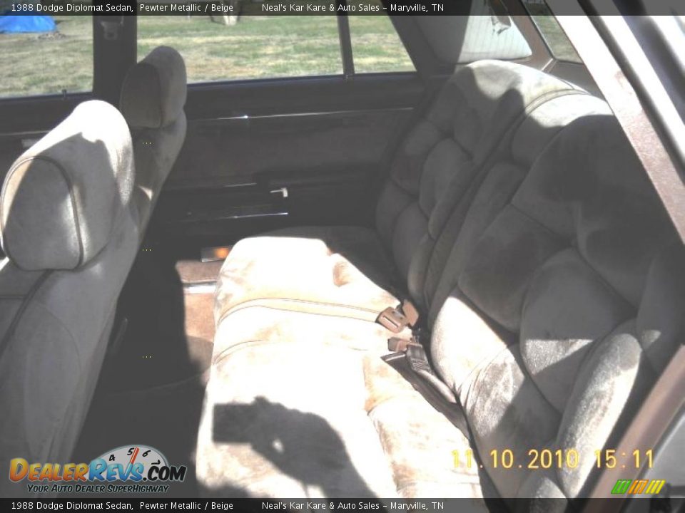 1988 Dodge Diplomat Sedan Pewter Metallic / Beige Photo #23