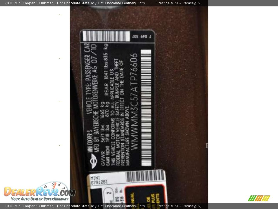 2010 Mini Cooper S Clubman Hot Chocolate Metallic / Hot Chocolate Leather/Cloth Photo #12