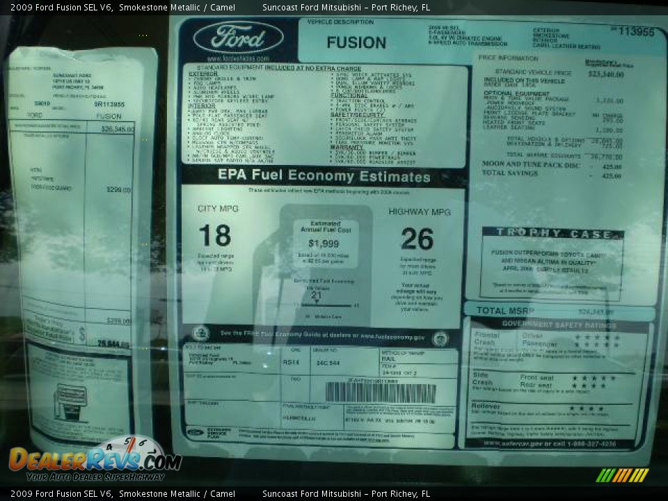 2009 Ford Fusion SEL V6 Smokestone Metallic / Camel Photo #9