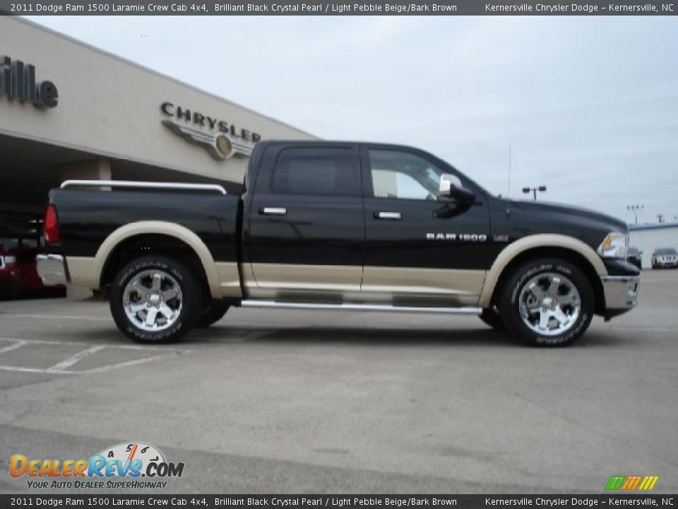 2011 Dodge Ram 1500 Laramie Crew Cab 4x4 Brilliant Black Crystal Pearl / Light Pebble Beige/Bark Brown Photo #2