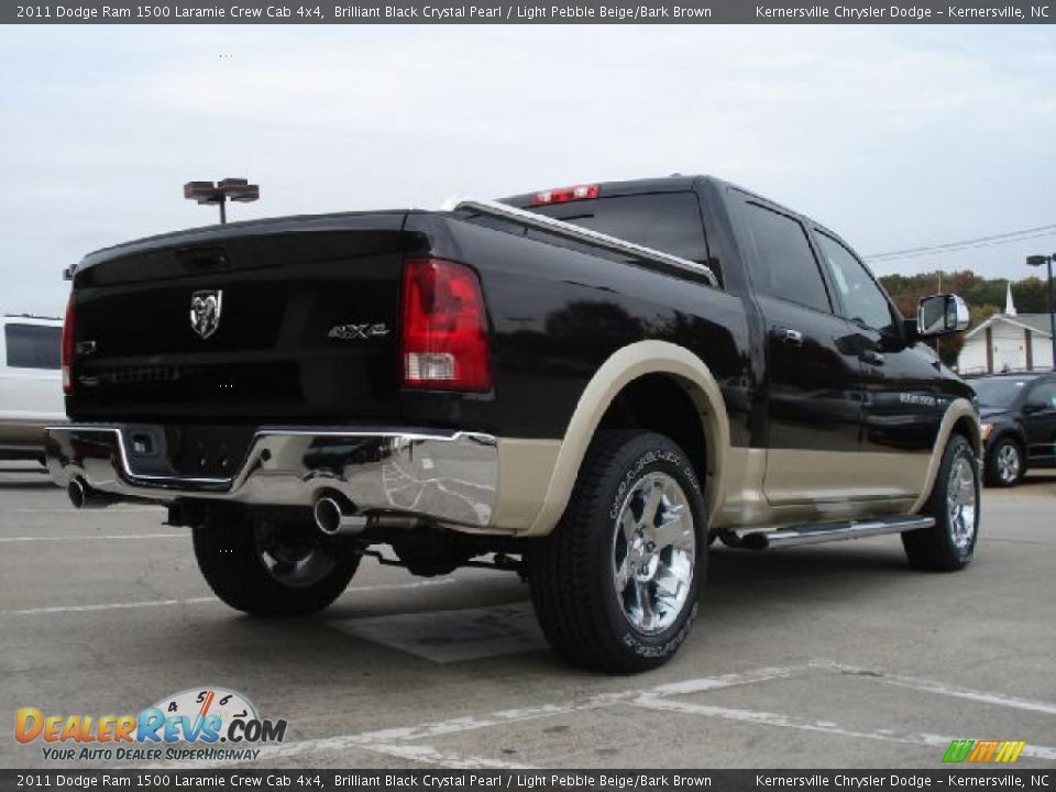 2011 Dodge Ram 1500 Laramie Crew Cab 4x4 Brilliant Black Crystal Pearl / Light Pebble Beige/Bark Brown Photo #3