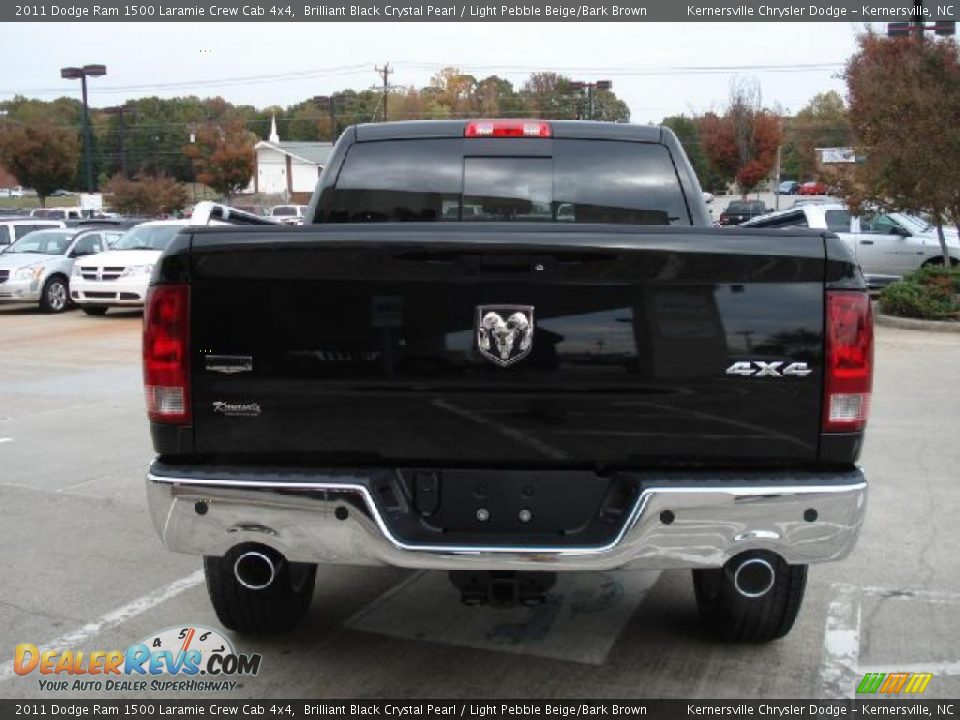 2011 Dodge Ram 1500 Laramie Crew Cab 4x4 Brilliant Black Crystal Pearl / Light Pebble Beige/Bark Brown Photo #4