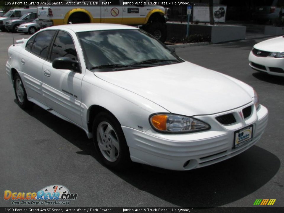 1999 Pontiac Grand Am SE Sedan Arctic White / Dark Pewter Photo #1