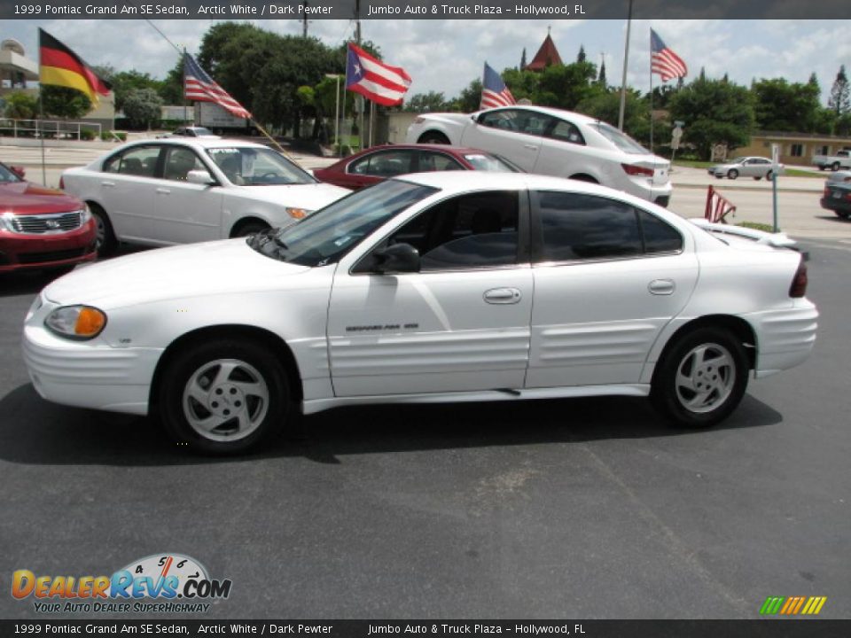 1999 Pontiac Grand Am SE Sedan Arctic White / Dark Pewter Photo #5