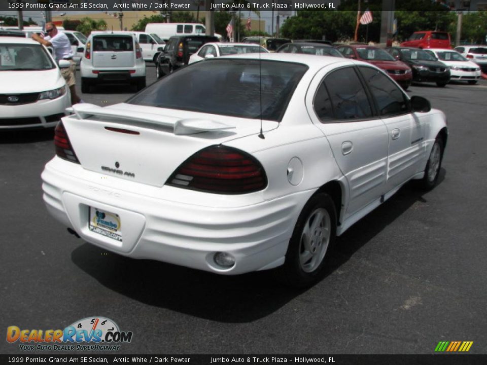 1999 Pontiac Grand Am SE Sedan Arctic White / Dark Pewter Photo #8