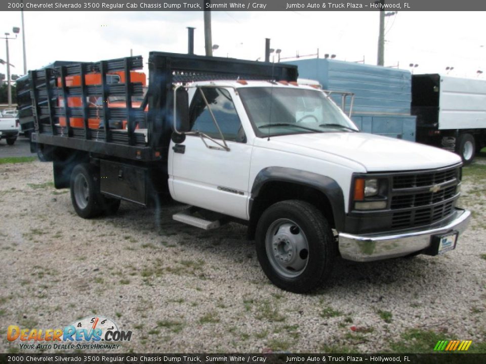 2000 Chevrolet Silverado 3500 Regular Cab Chassis Dump Truck Summit White / Gray Photo #3