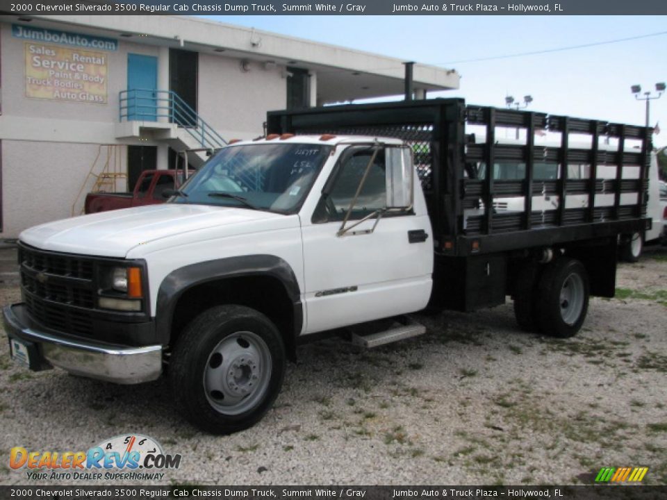 2000 Chevrolet Silverado 3500 Regular Cab Chassis Dump Truck Summit White / Gray Photo #4