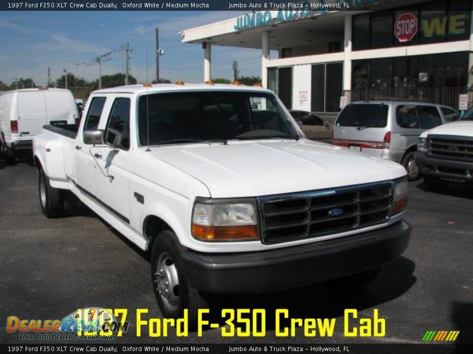 1997 Ford F350 XLT Crew Cab Dually Oxford White / Medium Mocha Photo #1