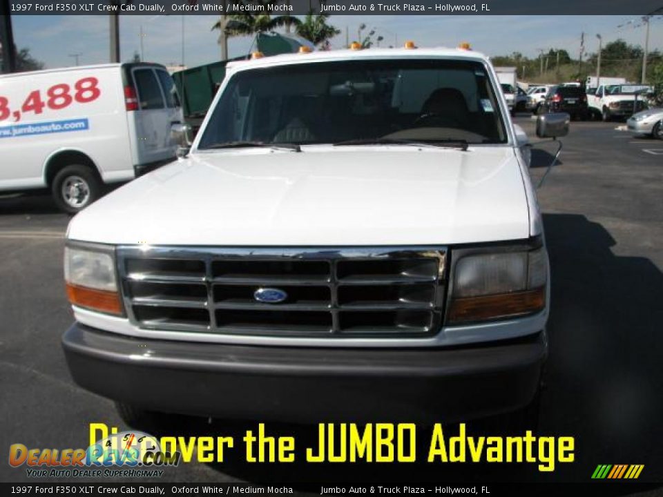 1997 Ford F350 XLT Crew Cab Dually Oxford White / Medium Mocha Photo #2