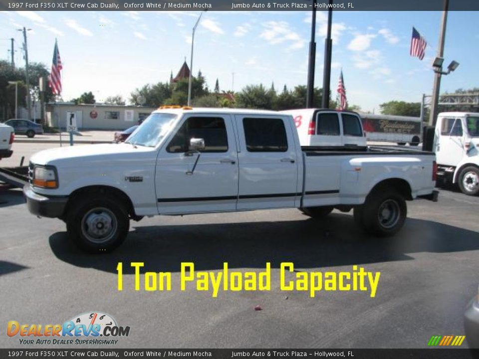 1997 Ford F350 XLT Crew Cab Dually Oxford White / Medium Mocha Photo #4