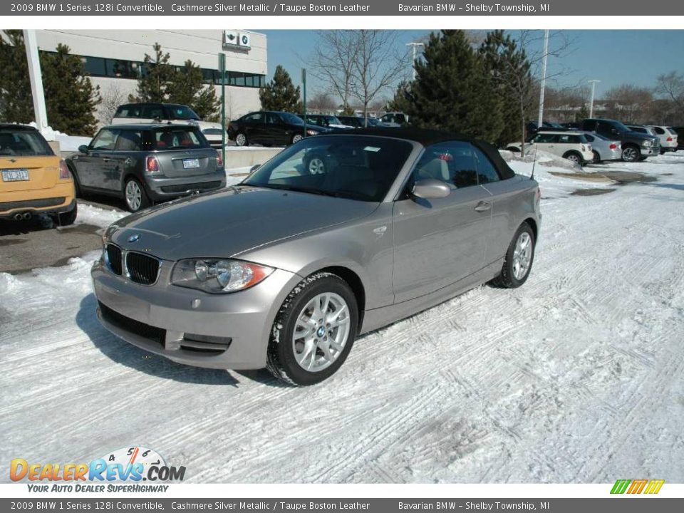 2009 BMW 1 Series 128i Convertible Cashmere Silver Metallic / Taupe Boston Leather Photo #1