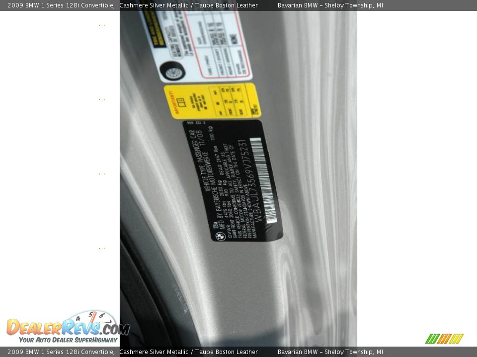 2009 BMW 1 Series 128i Convertible Cashmere Silver Metallic / Taupe Boston Leather Photo #9