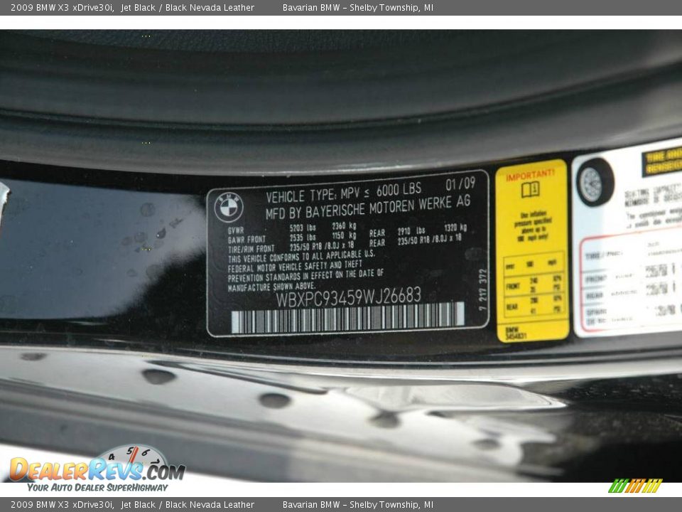 2009 BMW X3 xDrive30i Jet Black / Black Nevada Leather Photo #9
