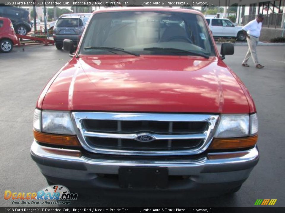 1998 Ford Ranger XLT Extended Cab Bright Red / Medium Prairie Tan Photo #3