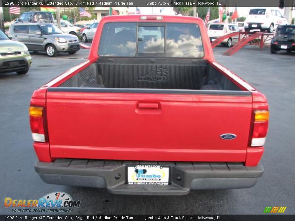 1998 Ford Ranger XLT Extended Cab Bright Red / Medium Prairie Tan Photo #7